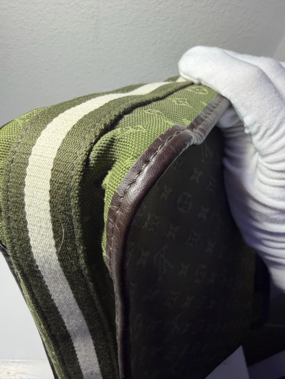 COA included - Louis Vuitton Mini Lin Monogram Shoulder Bag in Olive Green